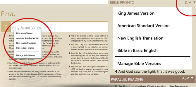 Bible Pronto - Quick Version Change